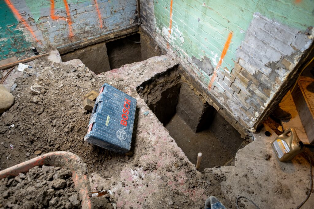 Construction site with Bosch toolbox