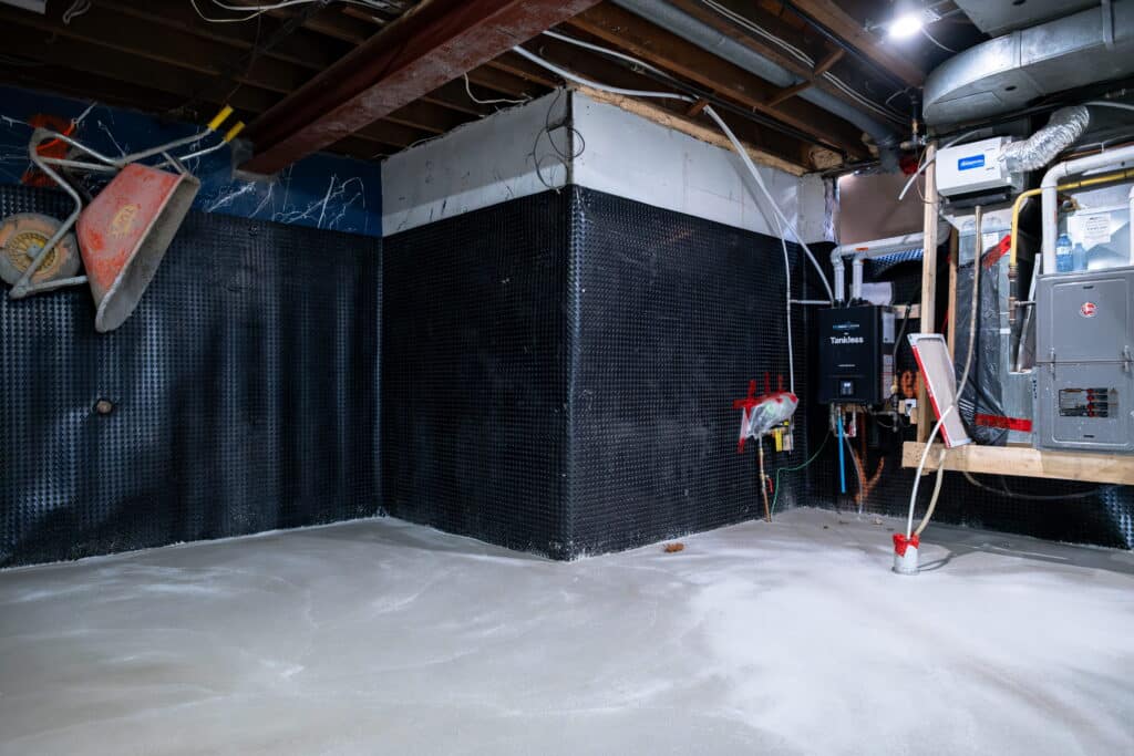 Basement waterproofing project setup