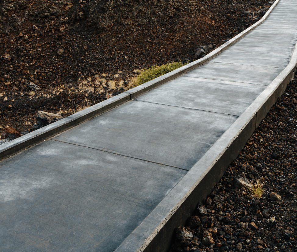 Finished concrete walkway