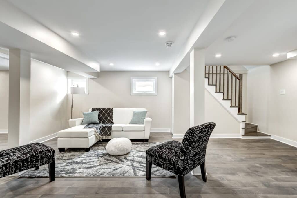Finished basement in Ontario with natural light