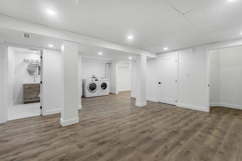 Shiny renovated basement